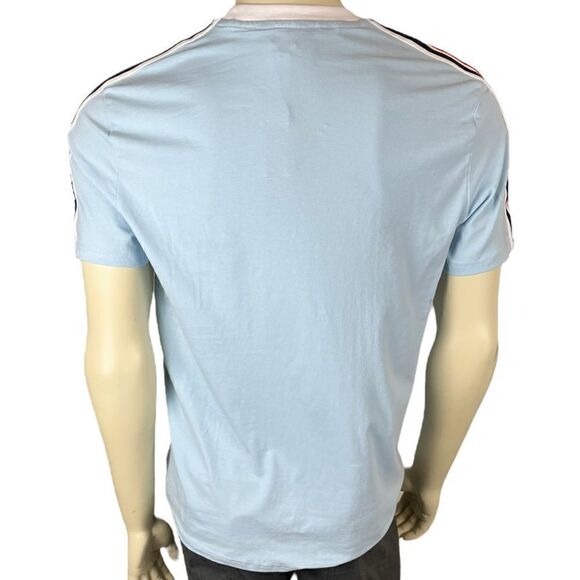 NWT Ben Sherman Light Blue S/S Crewneck T-Shirt w/Stripe Shoulder Detail Size M - Picture 2 of 13